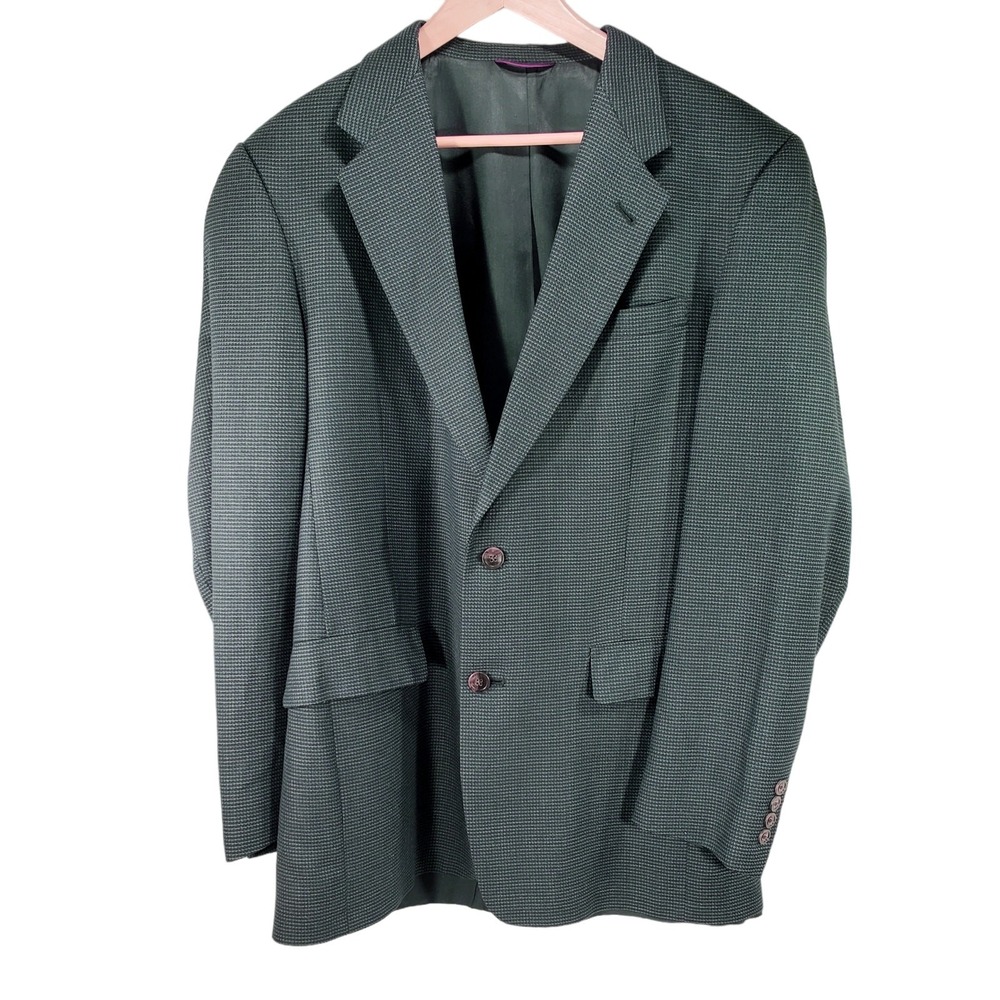 Hart Schaffner Marx Blazer 40L Men Dark Blue Gray Tweed Wool‎ Single Breast USA